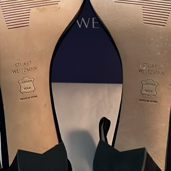 Stuart Weitzman NearlyNude Black suede ankle strap block heel sandals Sz 10.5 - Picture 15 of 16